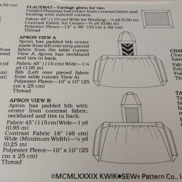 Kwik Sew 1946 Clothing Sewing Pattern NEW UNCUT Home Decor Kitchen Dining - Picture 5 of 7